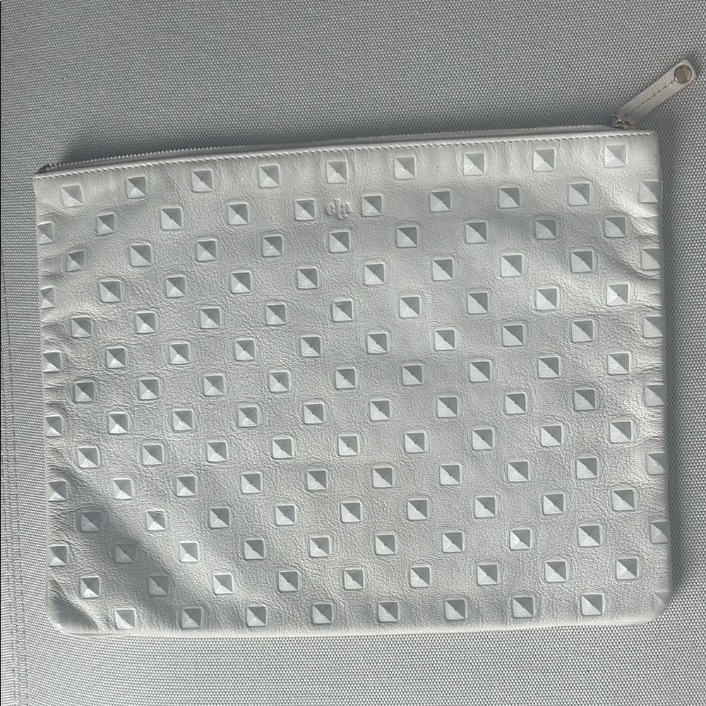 ELA MADE IN SPAIN LEATHER White Studded Clutch